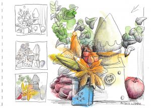 Urban Sketching Kurs Bildkomposition mit Farbe