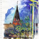 Urban Sketching in Eutin bei Nacht